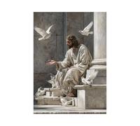 DMZPKZB Arte mural de Jesús Jesús y la paloma blanca Cuadro decorativo de Cristo orando, Creencia, para sala de estar, dormitorio, decoración de iglesia（Blanco-30x45cm Sin marco