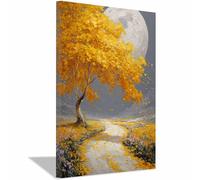 DMZPKZB Cuadro Del Arbol De La Vida Golden Ginkgo Art Dough ImpresióN En Material Tejido No Tejido Modernos ArtíStica Imagen DecoracióN De Pared Salon Dormitorio（Multicolor-50x70cm Enmarcado