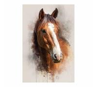 DMZPKZB Cuadros de animales caballo de pura sangre Impresiones en lienzo, Arte mural popular, para Sala de estar dormitorio baño pasillo Decoración del hogar（marrón191-50x70cm Sin marco