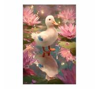 DMZPKZB Cuadros de animales en lienzo Patito en la comisaría de Lotuse Arte mural, pósteres de animales, decoración de sala de estar, dormitorio, estudio, sofá（Multicolor-80x120cm Sin marco