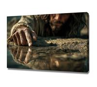 DMZPKZB Decoración de pared con pintura cristiana Agua tranquila Imagen y póster impresos de Cristo Dios para sala de estar, dormitorio y iglesia(Blanco-50x70cm Enmarcado
