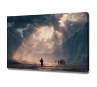 DMZPKZB Decoración de pared con pintura cristiana Jesús y el mar Imagen y póster impresos de Cristo Dios para sala de estar, dormitorio y iglesia（Gris-50x70cm Enmarcado