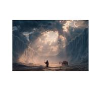 DMZPKZB Decoración de pared con pintura cristiana Jesús y el mar Imagen y póster impresos de Cristo Dios para sala de estar, dormitorio y iglesia（Gris-70x100cm Sin marco