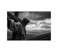 DMZPKZB Decoración de pared con pintura cristiana Jesús y la Cruz Imagen y póster impresos de Cristo Dios para sala de estar, dormitorio y iglesia(Negro-60x90cm Sin marco