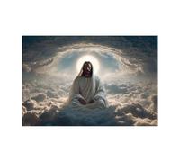 DMZPKZB Decoración de pared con pintura cristiana Jesús y la luna Imagen y póster impresos de Cristo Dios para sala de estar, dormitorio y iglesia(Blanco-80x120cm Sin marco