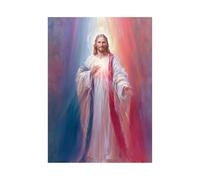DMZPKZB Decoración de pared con pintura cristiana Luz Santa de Jesús Imagen y póster impresos de Cristo Dios para sala de estar, dormitorio y iglesia(Multicolor-60x90cm Sin marco