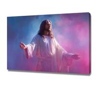 DMZPKZB Decoración de pared con pintura cristiana Retrato de Jesús Imagen y póster impresos de Cristo Dios para sala de estar, dormitorio y iglesia（Rojo-60x90cm Enmarcado