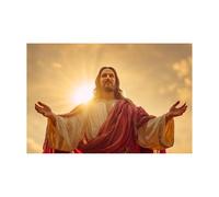 DMZPKZB Decoración de pared con pintura cristiana Retrato de Jesús Imagen y póster impresos de Cristo Dios para sala de estar, dormitorio y iglesia(Naranja-50x70cm Sin marco