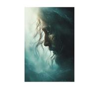 DMZPKZB Decoración de pared con pintura cristiana Retrato de Jesús Imagen y póster impresos de Cristo Dios para sala de estar, dormitorio y iglesia(Negro-50x70cm Sin marco