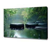 DMZPKZB Impresión artística en lienzo con motivos de cultura zen Piedra zen cuadro de pared moderno, para baño, sala de estar, oficina, yoga, meditación（verde-30x45cm Enmarcado