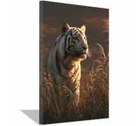 DMZPKZB Impresión de pósteres Hierba y Tigre Impresiones en lienzo de gran tamaño, carteles de animales. oficina, estudio y decoración de hoteles（blanco147-60x90cm Enmarcado