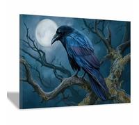 DMZPKZB Impresiones en lienzo de animales Cuervos de los Bosques Oscuros Cuadros geniales para decoración de paredes, obras de arte grandes,para dormitorio, cocina,baño（Multicolor-70x100cm Enmarcado