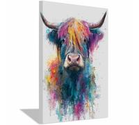 DMZPKZB Impresiones en lienzo de animales Ganado colorido Obras de arte impresas modernas，Carteles de animales，Adecuado para sala de estar, dormitorio, oficina, pasillo（azul145-30x45cm Enmarcado