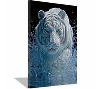 DMZPKZB Impresiones en lienzo de animales Tigre Cuadros geniales para decoración de paredes, obras de arte grandes,para dormitorio, cocina,baño（blanco46-30x45cm Enmarcado