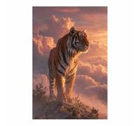 DMZPKZB Impresiones en lienzo de animales Tigre Obras de arte impresas modernas，Carteles de animales，Adecuado para sala de estar, dormitorio, oficina, pasillo（dorado17-50x70cm Sin marco