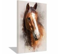 DMZPKZB Lienzo decorativo con animales caballo de pura sangre mural estético, Decoración del hogar para sala de estar, dormitorio, baño, pasillo y oficina（marrón144-80x120cm Enmarcado