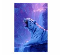 DMZPKZB Lienzos de animales Cascadas y tigres Obras de arte impresas modernas, lienzos grandes ideales para salas de estar, dormitorios, oficinas y estudio（blanco101-60x90cm Sin marco