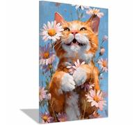 DMZPKZB Lienzos de animales Gatos y flores Obras de arte impresas modernas, lienzos grandes ideales para salas de estar, dormitorios, oficinas y estudio（marrón181-70x100cm Enmarcado