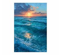 DMZPKZB Pintura de paisajes naturales El sol y el mar decoración de pared con impresión en lienzo,obra de arte para dormitorio,sala de estar,pasillo,iglesia（azul-70x100cm Sin marco