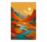 DMZPKZB Pintura de paisajes naturales El sol y la montaña decoración de pared con impresión en lienzo,obra de arte para dormitorio,sala de estar,pasillo,iglesia（amarillo-60x90cm Sin marco