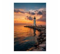 DMZPKZB Pintura de paisajes naturales faro decoración de pared con impresión en lienzo,obra de arte para dormitorio,sala de estar,pasillo,iglesia（amarillo-50x70cm Sin marco