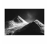 DMZPKZB Pintura en blanco y negro Montañas nevadas en el cielo estrellado Moderno Cuadro Lienzo no Tejido,Quadros Decoração Sala,para la Decoración Salon Dormitorio (Blanco y negro-60x90cm Sin marco