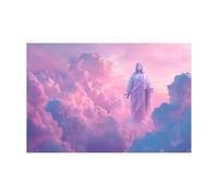 DMZPKZB Pintura en lienzo de Cristo Dios Imagen de la estatua de Jesús Arte mural de Jesús, decoración religiosa para iglesia, oficina, sala de estar,dormitorio(Rosa-60x90cm Sin marco