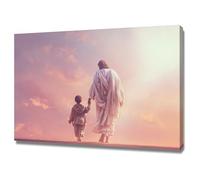 DMZPKZB Pintura en lienzo de Cristo Dios Jesús y el niño Arte mural de Jesús, decoración religiosa para iglesia, oficina, sala de estar,dormitorio（Rosa-60x90cm Enmarcado