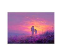 DMZPKZB Pintura en lienzo de Cristo Dios Jesús y la niña Arte mural de Jesús, decoración religiosa para iglesia, oficina, sala de estar,dormitorio（Morado-50x70cm Sin marco