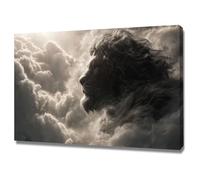 DMZPKZB Pintura en lienzo de Cristo Dios León Arte mural de Jesús, decoración religiosa para iglesia, oficina, sala de estar,dormitorio（Blanco y negro-80x120cm Enmarcado