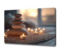 DMZPKZB Pittura Zen Piedra zen cuadro arte moderno,naturaleza,espiritual,relajante,para baño,yoga,meditación,spa,sala de estar,dormitorio,decoración de pared（marrón-30x45cm Enmarcado