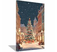 DMZPKZB Poster natalizi Árbol de Navidad Arte natalizia vintage, dipinti moderni, soggiorno, ufficio, sala da pranzo,da letto, decorazioni per mobili（verde79-50x70cm Enmarcado