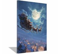 DMZPKZB Poster natalizi El anciano y la luna Arte natalizia vintage, dipinti moderni, soggiorno, ufficio, sala da pranzo,da letto, decorazioni per mobili（multicolor65-70x100cm Enmarcado