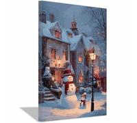 DMZPKZB Poster natalizi Muñeco de nieve Arte natalizia vintage, dipinti moderni, soggiorno, ufficio, sala da pranzo,da letto, decorazioni per mobili（blanco30-50x70cm Enmarcado