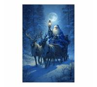 DMZPKZB Poster natalizi Papá Noel Arte natalizia vintage, dipinti moderni, soggiorno, ufficio, sala da pranzo,da letto, decorazioni per mobili（azul51-30x45cm Sin marco
