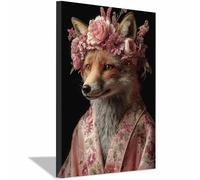 DMZPKZB Retratos modernos de animales zorro Cuadros vida silvestre,para sala de estar,dormitorio,baño,pasillo y decoración paredes del hogar（rosa-70x100cm Enmarcado