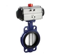 DN100 DN80 Wafer 4 inch Cast Iron Double Acting Pneumatic Actuator Butterfly Valve PN16 Seat(2in)