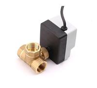 DN15 DN20 DN25 DN40 3 Ways Motorized Ball Valve 220V 12V 24V 3-Wire 2 Control Brass Electric Ball Valve With Manual Switch(DN20,12VDC)