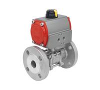 DN15 PN40 3-Piece 2-Way Pneumatic Stainless Steel Flanged Ball Valve Double-acting