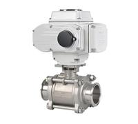 DN40 Stainless Steel Tri Clamp Ferrule 1.6mpa 304 Material Motorized Electric Three-Piece Ball Valve For Industrial Use(24VDC)