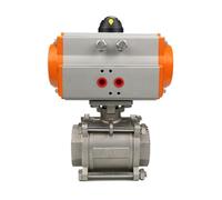 DN8 DN10 DN15 DN20 DN25 DN32 DN40 DN50 Vávula De Bola Neumática De Tres Piezas Con Cilindro De Doble Efecto De Plataforma Alta 304(DN80)