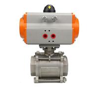 DN8 DN10 DN15 DN20 DN25 DN32 DN40 DN50 Vávula de bola neumática tres piezas con cilindro doble efecto plataforma alta 304(DN8)