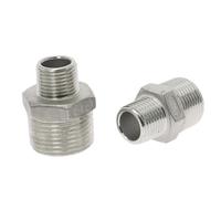 DN8 DN10 DN15 DN20 DN25 DN32 DN40 Unión de pezón hexagonal de rosca macho, conector de instalación de tubería de acero inoxidable 304, acoplador de agua, aceite y aire(DN20 to DN10)