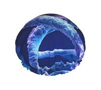 DNA Genetic Helix - Gorro de ducha para mujeres y hombres, ajustable, reutilizable, doble capa, impermeable, forro de EVA, gorro de pelo con banda elástica para todas las longitudes de cabello