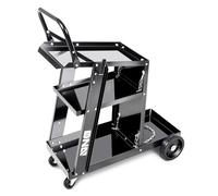 DNA Motoring Carro de Soldadura con Ruedas giratorias de 360° y Cadenas de Seguridad de Almacenamiento, 3 Capas más Grandes, con diseño de Mango de Carro, Negro TOOLS-00465