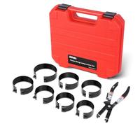 DNA MOTORING Juego de compresor de anillo de pistón de motor con alicates de compresión y 7 anillos de pistón (2-7/8 pulgadas - 4-5/8 pulgadas) - para kit de instalación y extracción de automóviles,