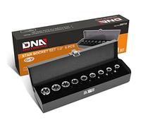 DNA Motoring TOOLS-00133 Juego de llaves Torx externas de 1/2 pulgadas, E10, E11, E12, E14, E16, E18, E20, E22, E24, con estuche de transporte de lata