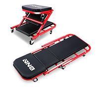 DNA MOTORING TOOLS-00186 - Asiento Plegable para Coche, 40 Pulgadas, 2 en 1, 6 Ruedas de 2 Pulgadas, Capacidad de Peso de 150 kg, Color Rojo