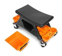 DNA Motoring TOOLS-00189 - Taburete mecánico de 25-1/2 x 13 x 12 pulgadas (largo x alto x ancho), asiento de trabajo rodante con ruedas giratorias bloqueables y bandeja de herramientas de