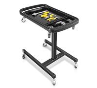 DNA Motoring TOOLS-00432 - Mesa de Trabajo 2 en 1, Altura Ajustable de 30.5 a 47.2 Pulgadas, Bandeja de Parte rodante con 4 Rodillos, Banco de Trabajo portátil con 2 Ruedas de Freno, Capacidad máxima